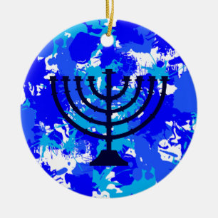 Adorno De Cerámica Paint Splatter Menorah