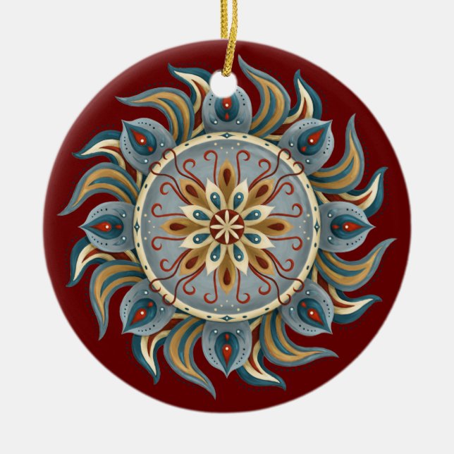Adorno De Cerámica Painterly Mandala (Frente)