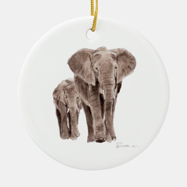 Adorno De Cerámica pair of elephants tree ornament (Frente)