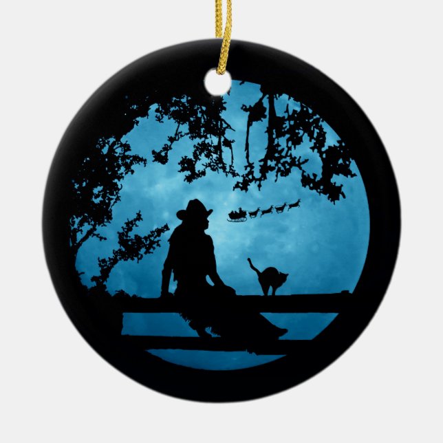 Adorno De Cerámica País Navidades occidentales Vaquera y Santa Fun (Frente)