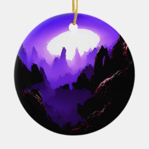 Adorno De Cerámica Paisaje Alienígena Con Cielo Púrpura