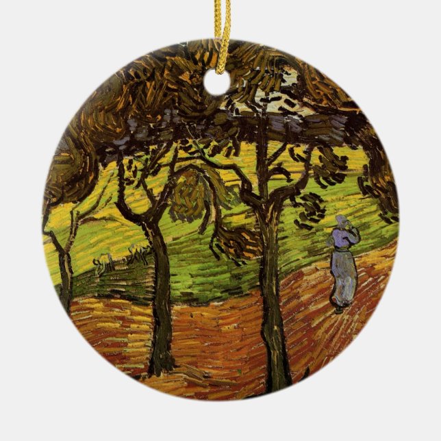 Adorno De Cerámica Paisaje, árboles y figuras de Vincent van Gogh (Frente)