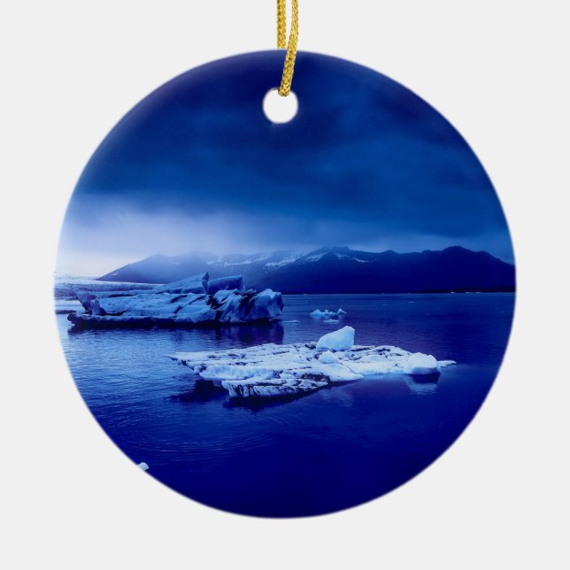 Adorno De Cerámica Paisaje azul de Islandia (Frente)