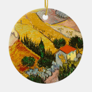 Adorno De Cerámica Paisaje con House y PloughmaVincent van Gogh