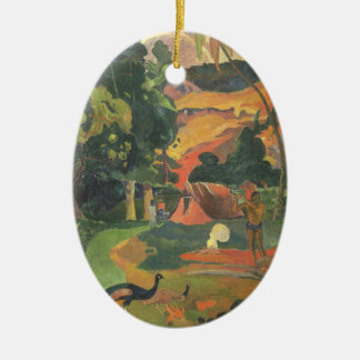 Adorno De Cerámica Paisaje con pavos reales de Paul Gauguin