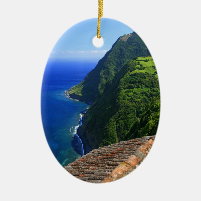 Adorno De Cerámica Paisaje costero en Azores (Frente)