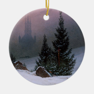 Adorno De Cerámica Paisaje de invierno (por Caspar David Friedrich)
