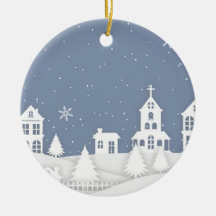 Adorno De Cerámica Paisaje de la Iglesia navidad