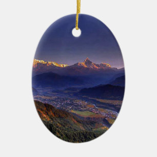 Adorno De Cerámica Paisaje de la visión: HIMALAYA POKHARA NEPAL