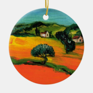 ADORNO DE CERÁMICA PAISAJE DE TOSCANA CON GIRASOLES