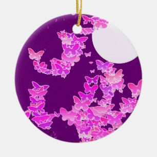 Adorno De Cerámica Paisaje lunar con mariposas - orquídea, amatista