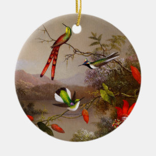 Adorno De Cerámica Paisaje tropical con 10 Hummingbirds Heade