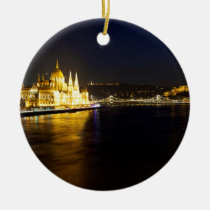 Adorno De Cerámica Paisaje urbano de Budapest en la noche