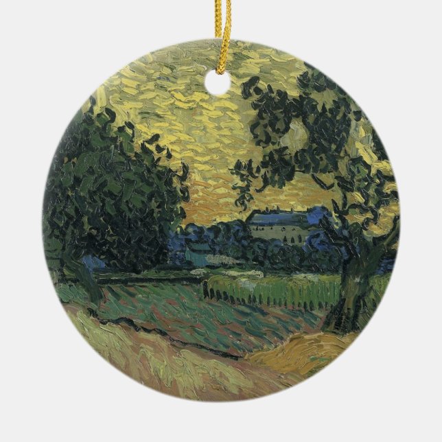 Adorno De Cerámica Paisaje Van Gogh en Twilight (Frente)