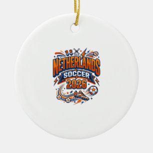 Adorno De Cerámica Países Bajos Fútbol 2026 Fútbol Negrita País Tipog