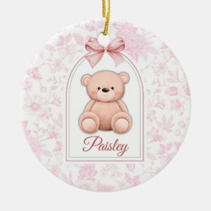 Adorno De Cerámica Paisley   Diseño de guardería de osito rosado pers