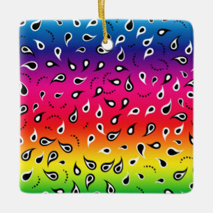 Adorno De Cerámica Paisley Rainbow
