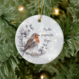 Adorno De Cerámica Pájaro acuarela y Navidad vacaciones personalizada