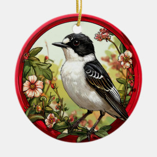 Adorno De Cerámica Pájaro atrapamoscas abigarrado colorido