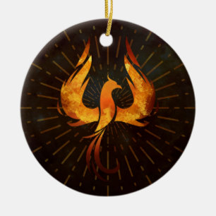 Adorno De Cerámica Pájaro de Phoenix del fuego
