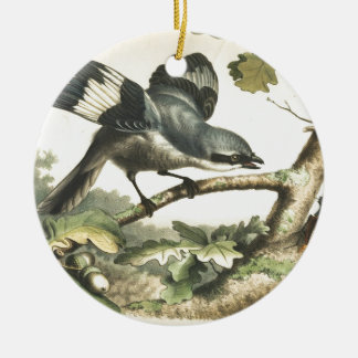 ADORNO DE CERÁMICA PÁJARO DE SHRIKE CON EL INSECTO