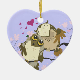 Adorno De Cerámica Pájaro Owls~ornament del amor