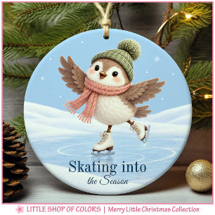 Adorno De Cerámica Pájaro patinaje sobre hielo Foto personalizada Nav