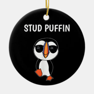 Adorno De Cerámica Pájaro Payaso Puffin Estudioso