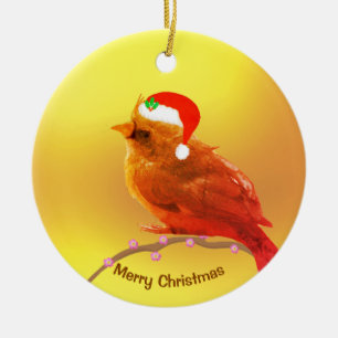 Adorno De Cerámica Pájaro Pequeño de Navidad