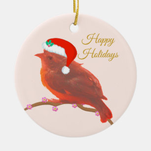 Adorno De Cerámica Pájaro pequeño y lindo de Navidad