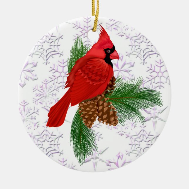 Adorno De Cerámica Pájaro rojo bonito - Cardenal - SRF (Frente)
