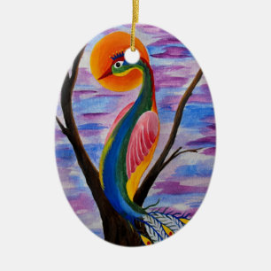 Adorno De Cerámica Pájaro solitario
