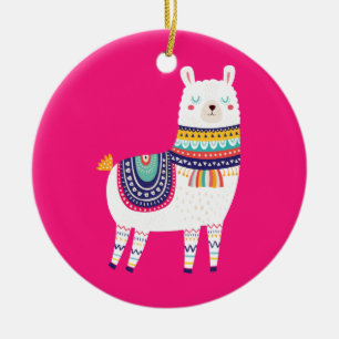 Adorno De Cerámica Pájaro y cactus lindos de la llama