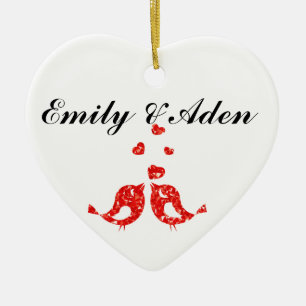 Adorno De Cerámica Pájaros de Amor Personalizados