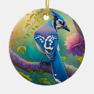 Adorno De Cerámica Pájaros de fantasía Arrendajo azul