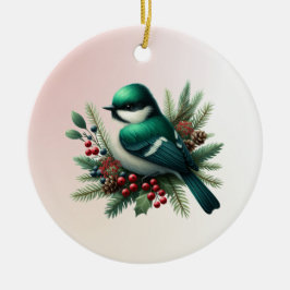 Adorno De Cerámica Pájaros y ramas verde esmeralda 