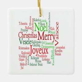 Adorno De Cerámica Palabra de traducción navideña con estilo vintage