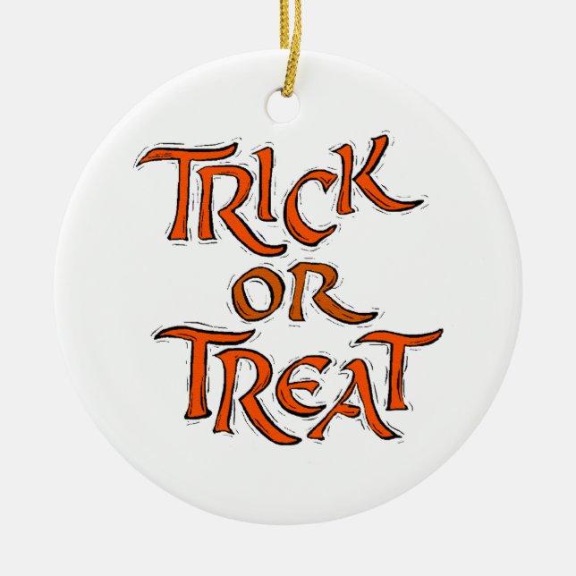Adorno De Cerámica Palabras de Halloween Trick o Treat (Frente)