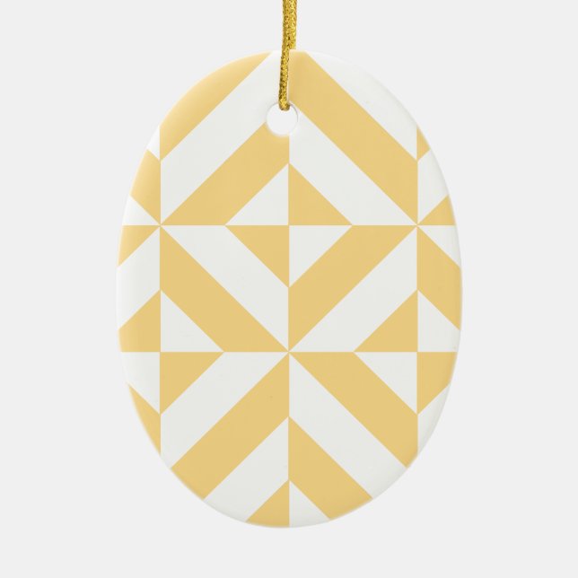 Adorno De Cerámica Pale Melon Geometric Deco Cube Pattern (Frente)