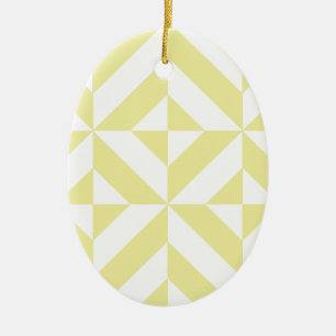 Adorno De Cerámica Pale Yellow Geometric Deco Cube Pattern