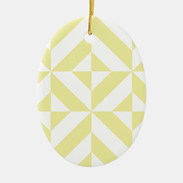 Adorno De Cerámica Pale Yellow Geometric Deco Cube Pattern (Frente)