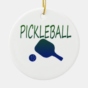 Adorno De Cerámica paleta del pickleball w y azul de la bola a