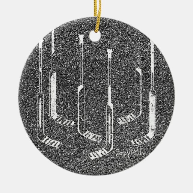 Adorno De Cerámica Palillos del portero del hockey (Frente)