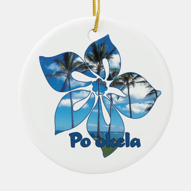 Adorno De Cerámica Palm Tree Hibiscus Hawaiian Ornaments (Frente)