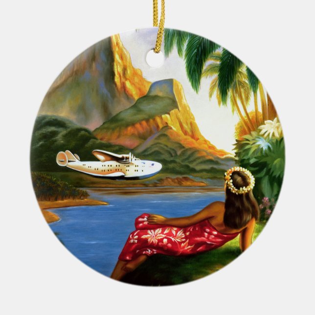Adorno De Cerámica Palmera hawaiana tropical del avión de mar del (Frente)