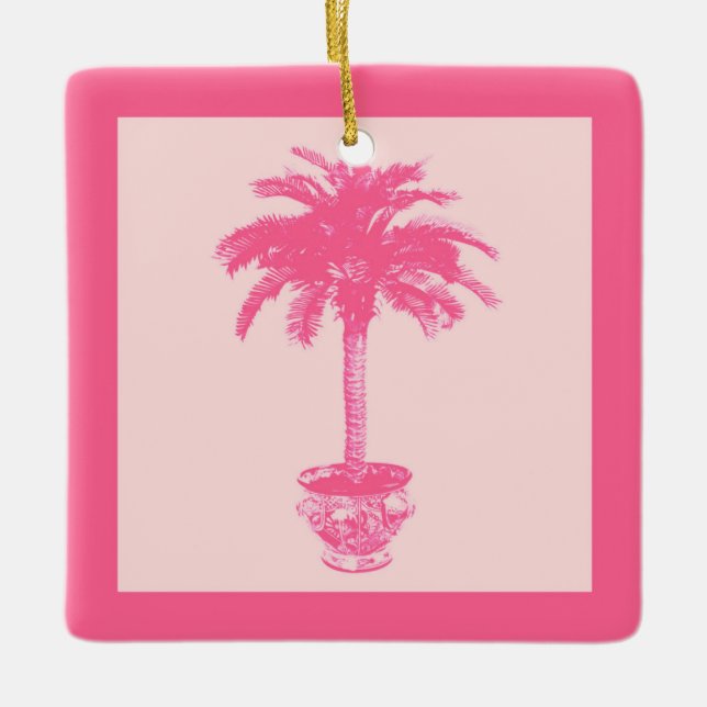 Adorno De Cerámica Palmeras potentes en tonos rosa coral (Anverso)
