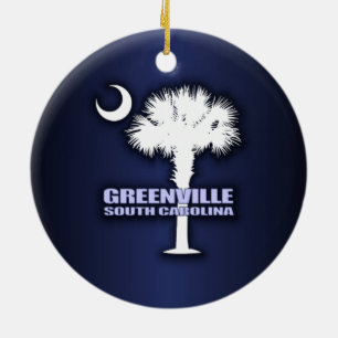 Adorno De Cerámica Palmetto y creciente (Greenville) del SC