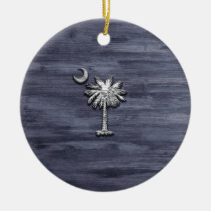 Adorno De Cerámica Palmetto y luna de Carolina del Sur