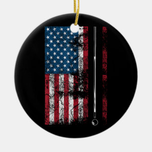 Adorno De Cerámica Palo de billar con bandera americana divertido jue