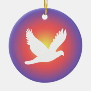 Adorno De Cerámica paloma blanca encantadora y ciervo de Navidad